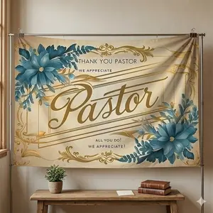 1pc, Thank You Pastor Appreciation Card Background Decoration Background Photo Props, Home Decor, Room Decor, Polyester Banner Decor, Wall Decor, Party Background Decor, Party Decor/ Supplies/ Gifts Decorative Background