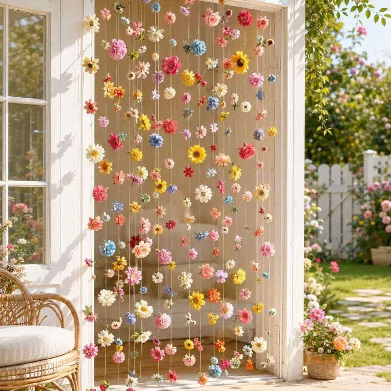 20PCS Faux Flower Door Curtain Hanging Decoration, Artificial Floral Garland String for Home Doorway Wall Party Wedding Fall Halloween Decor