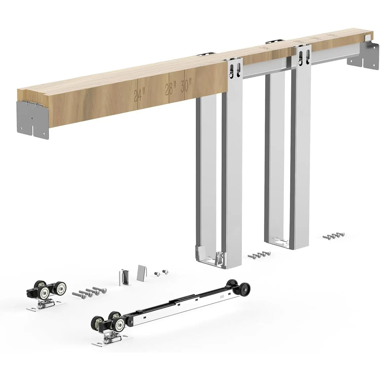 VEVOR Pocket Door Frame Kit, for 24-30 in Wide 80 in High Door, Pocket Door Kit with Two-Way Soft Close Mechanism, Slide Smoothly Quietly, Easy to Install, Premium Galvanized Steel, for Living Room