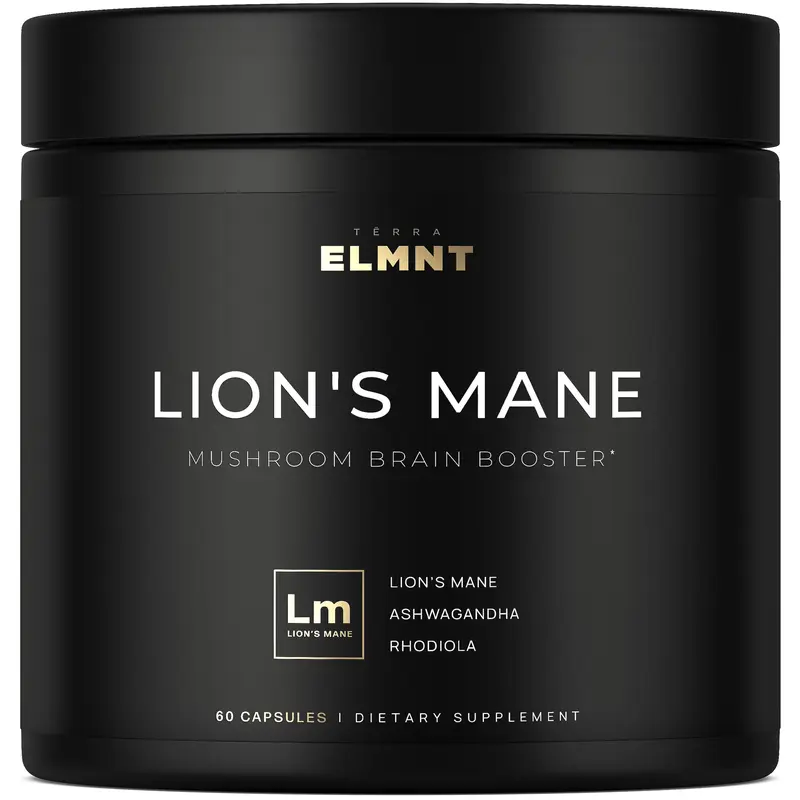 Lion’s Mane Supplement | 16:1 Lion’s Mane Extract, 50% Polysaccharides, Ashwagandha & Rhodiola | Focus & Mental Clarity Support | TERRA ELMNT 60ct