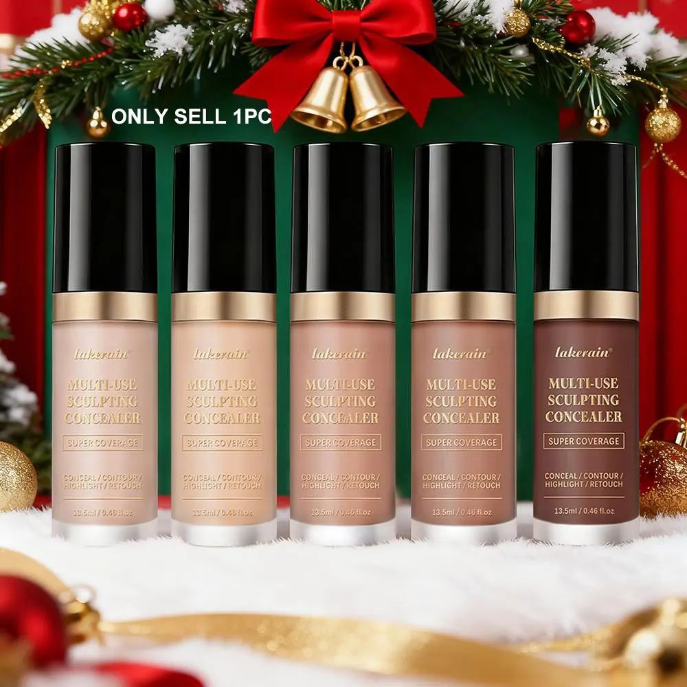 Lakerain Long lasting Liquid Concealer, Concealer Makeup, 3-in-1 Sculpting Concealer, Full Coverage Waterproof for Contour/Highlight/Concealer, Dark Circle Correction, for Scars, Create a Flawless Sculpted Look, All Skin Tone, 13.5ml Capacity