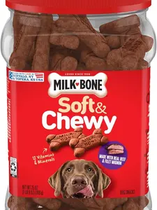Milk-Bone Soft & Chewy Dog Treats, Beef & Filet Mignon Recipe with Chuck Roast, 25 oz Container