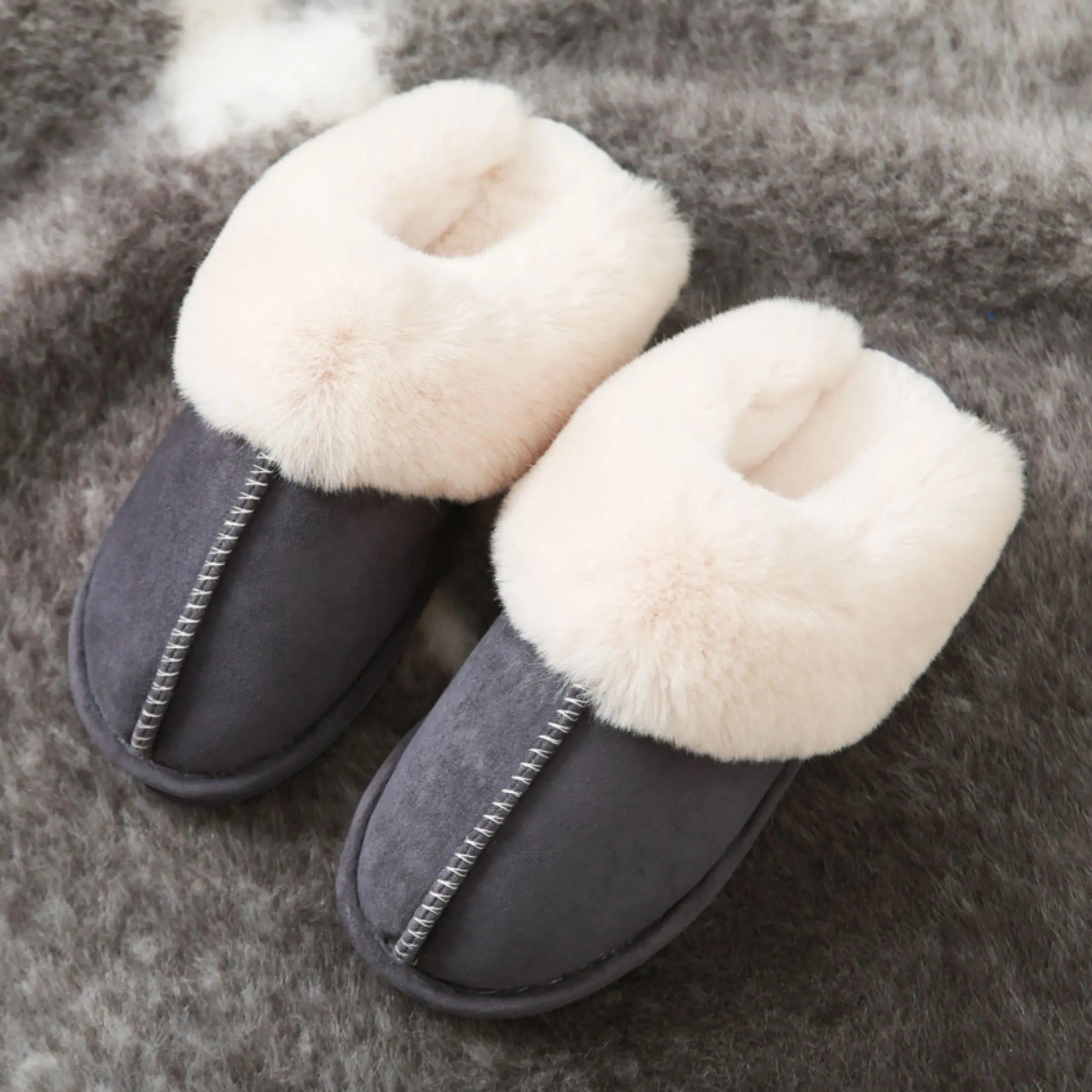 Women's Slippers Fluffy Memory Foam House Bedroom Slippers Anti-Skid Plush for Indoor Outdoor Slippers Soft Non Slip Breathable Lightweight Clogs