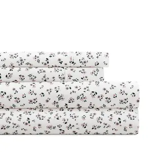 Delicate Blossoms Floral Patterned Ultra-Soft 4 Piece Bed Sheet Set - Becky Cameron, Ditsy Floral Pale Mauve, Queen