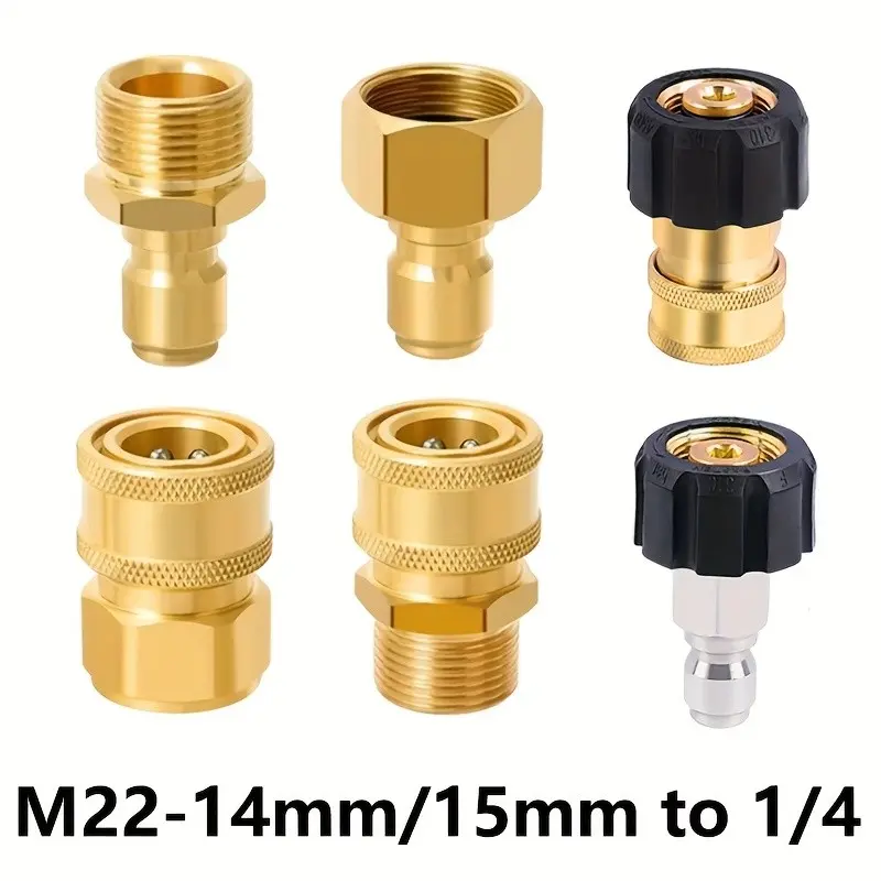 High Pressure Washer Adapter M22-14mm/15mm to 1/4 Inch, Quick Connect Hose Fittings & Disconnect for High Pressure Hose Nozzle, Durable Design, Garden Hose Connector, Water Hose Adapter, Hose Connectors Quick Connect