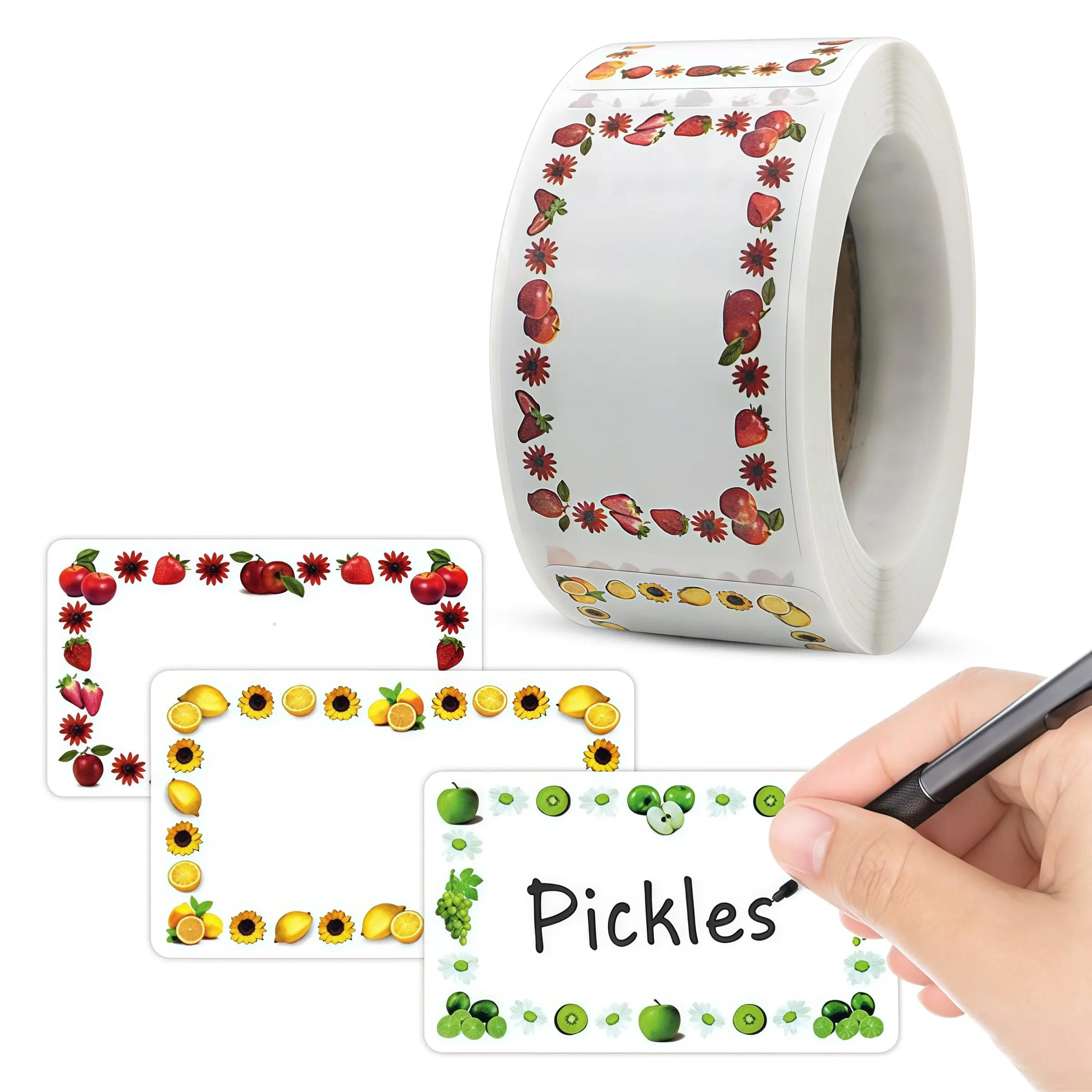 500 Self-Adhesive Fruit Stickers, DIY Blank Name Labels, Decorative Labels, Perfect for Food Storage and Kitchen Organization, Non-Toxic Material
