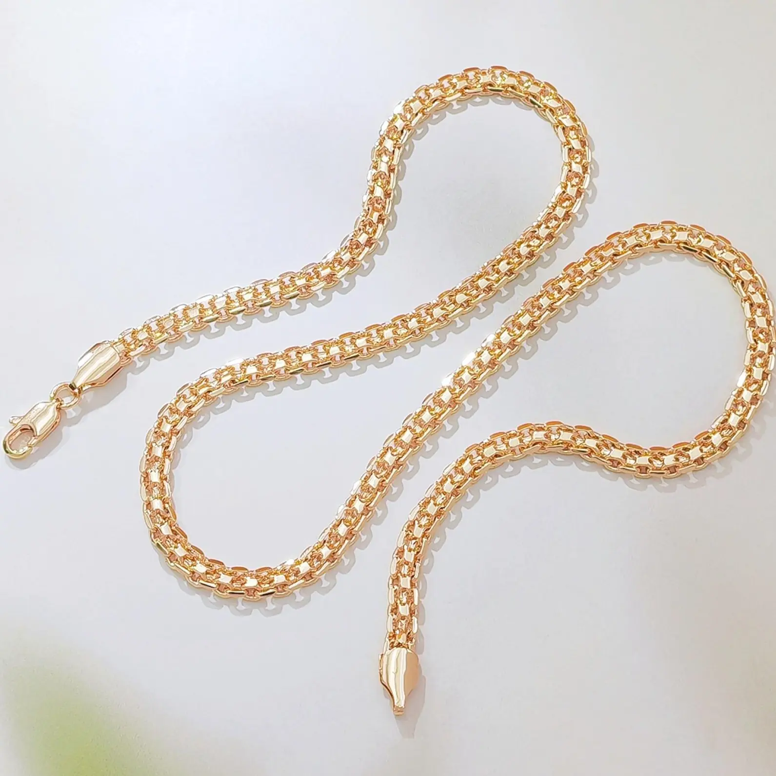 Gold Plated Byzantine Chain Necklace for Women Dainty Thin Textured Link Choker Adjustable Everyday Jewelry Minimalist Statement Piece