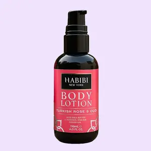HABIBI NEW YORK Turkish Rose & Oud Body Lotion: Hydrating Shea, Argan & Cocoa Butter – 118ml / 4 fl oz