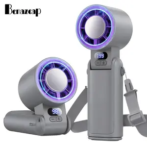 Benazcap Portable Handheld Turbo Fan – 1-199 Speeds, LED Display, High-Power Motor, 4-in-1 Design, Rechargeable, Mini Personal Fan for Indoor & Outdoor Use