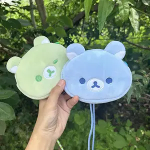 Kawaii Unusual Color Rilakkuma Anime Coin Purse Easy Bear Adjustable Neck&Crossbody Key Card Pouch Kids Backpack Pendant Wallet