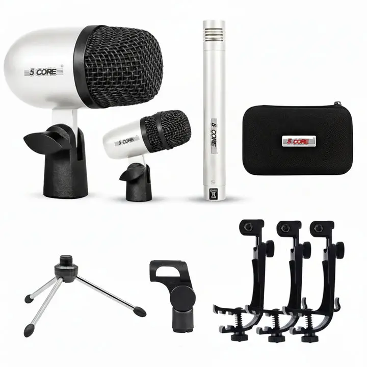 5 Core Conga Mic Snare Tom Set Professional XLR Cardioid Unidirectional Instrument Microphone Kit