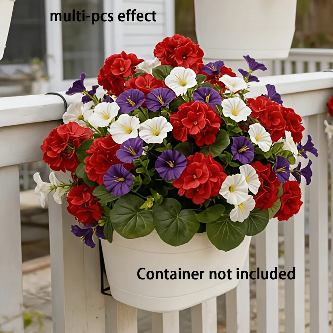Artificial Geranium with and Flowers, Wedding Decor, Decorative Flowers, Home Office Arrangement, DIY Craft, Party Decoration, Photography Props, Artificial Potted Flower