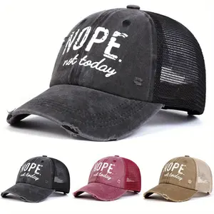 Unisex NOPE Letter Print Holes Wash Baseball Cap Outdoor Adjustable Sunscreen Leisure Hat Spring Autumn Travel Tourism Beach Vacation