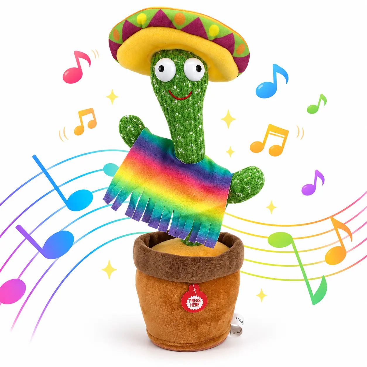 Dancing Cactus Mimicking Toy, USB Rechargeable Talking & Singing Plush Toy, Repeats What You Say, Preloaded Songs, Interactive Gift for Kids