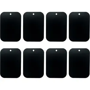 Mount Metal Plate(8Pack) for   Mount Phone Holder with Full Adhesive for Phone , 8X Rectangular (Black)
