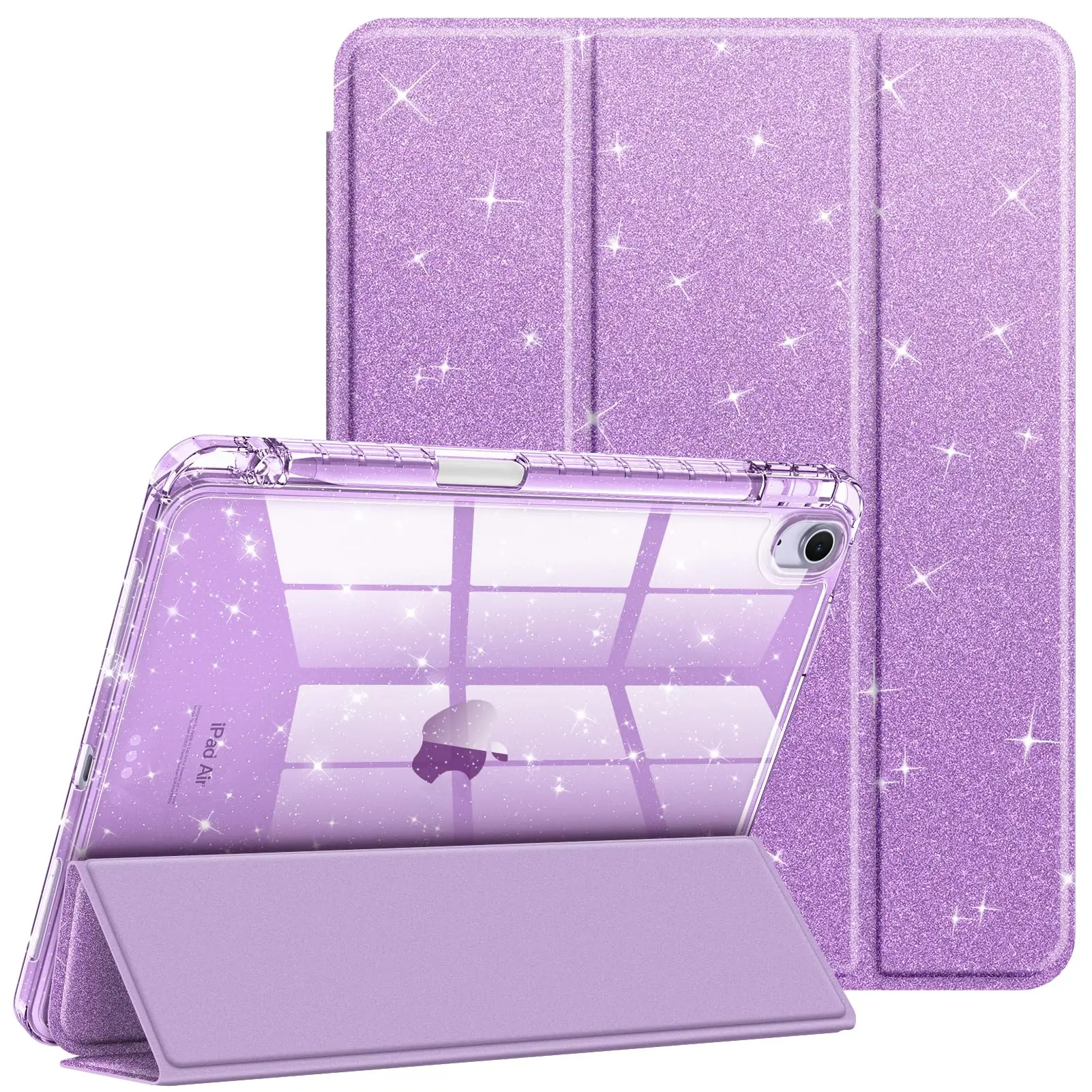 Fintie Hybrid Slim Case for iPad Air 11" (M4/M3/M2 Chip)/iPad Air 5th/4th Gen (10.9"), Clear Back Cover & Built-in Pencil Holder, iPad Air Case for Girls, Accessories, Tablet
