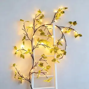 Leaf String Lights for Wall Willow Vine Tree Branch Lights Decoration Gift with 96 LED Light and Remote 8 Lighting Modes for Bedroom Wall Doors Windows Wedding Christmas