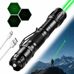 Light LED Flashlight with Laser Green, USB-C Rechargeable, Outdoor Camping & Fun - Energy Efficient & Portable，Battery Indicator outdoorfun