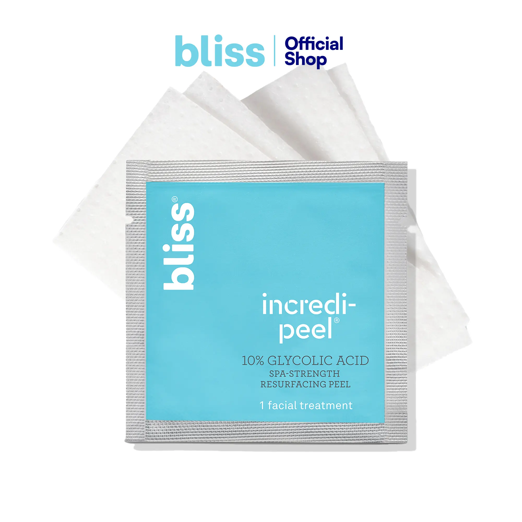 Bliss That's Incredi-Peel Glycolic Resurfacing Facial Pads - 15 ct - Single-Step Pads for Exfoliating and Brightening - Targets Fine Lines and Discoloration - Travel-Friendly - Vegan & Cruelty-Free