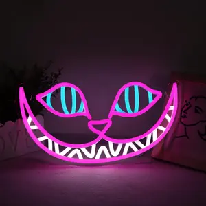 Smile Cat Neon Signs for Wall Art Decor LED Lights for Bedroom Man Cave Party Bar Background Decoration Birthday Gifts Unique Design