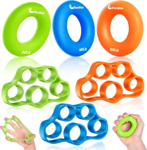 Hand Grip Strengthener - Finger Exerciser, 6 PCS, New Material, Forearm Grip Workout, Relieve Wrist Pain, Carpal Tunnel, Trigger Finger, Mallet Finger