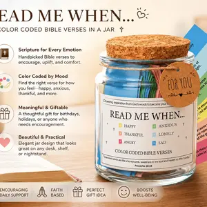 Upgraded Bible Verse Jar, Inspirational Prayer Cards, Religious Graduation Gift, Christian Gifts for Women & Men, Motivational Quotes, Faith, Encouragement, Thoughtful Gift, Faith Based Gift