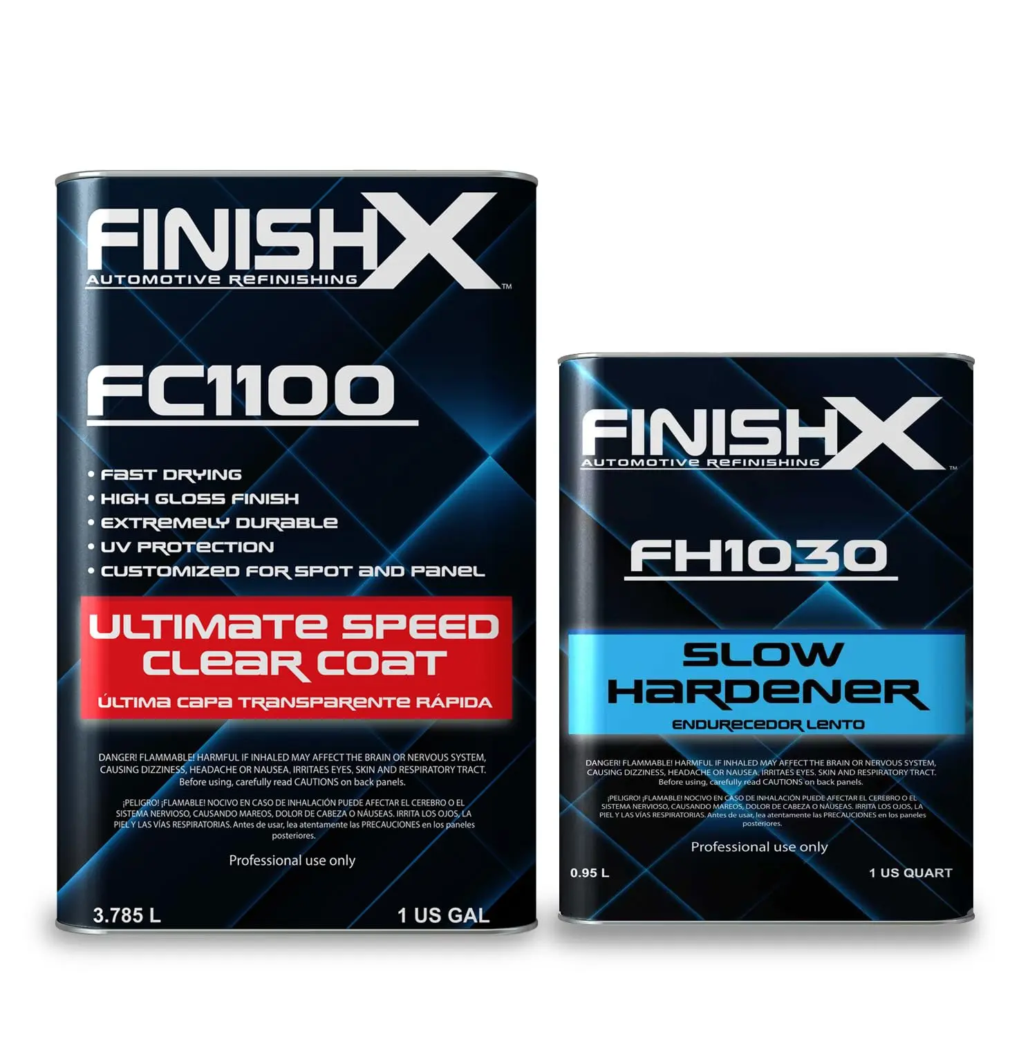 FinishX Automotive Refinishing Ultimate Speed Clear Coat (FC1100-1 Gallon) 4:1 Kit with Slow Activator/Hardener (FH1030-1 quart), High-Gloss Finish, Super Fast Drying, Customized for Spot and Panel