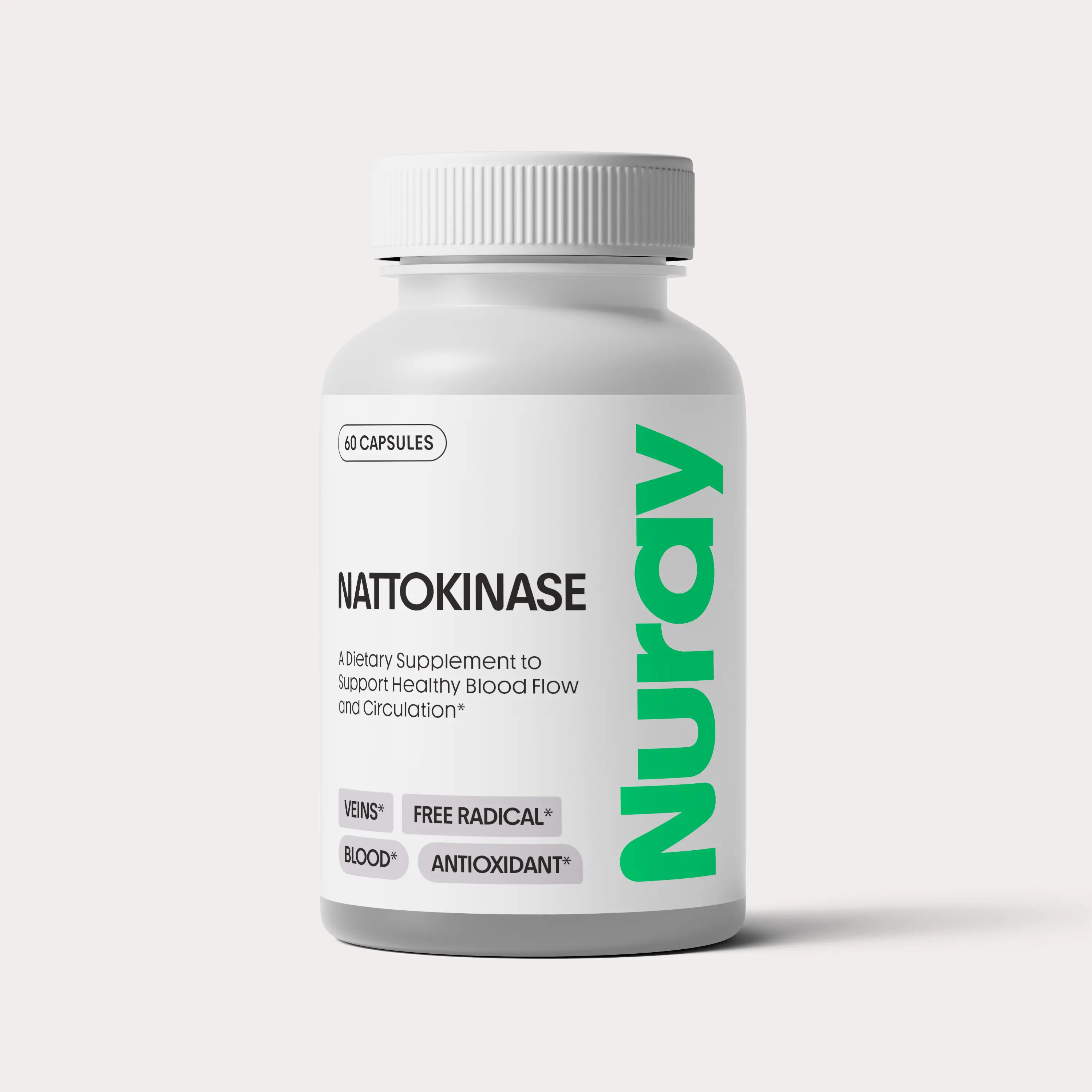 Nuray Nattokinase 150 mg, 20,000 FU per Serving – Supports Cardiovascular Health, Enhances Vascular Strength, Improves Healthy Blood Flow, 60 Vegetarian Capsules Supplement Dietary Fitness Optimum Healthcare