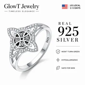 925 Sterling Silver Witch Knot Trinity Ring with Clear CZ | Celtic Protection Jewelry for Sensitive Skin Protection Jewelry for Modern Witches