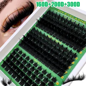 300D/200D160D/120D/100D/80D/60DLash Clusters With Spikes & Bottom Lashes Fluffy Volume Manga Natural Spiky Cluster False Eyelashes Fairy Cluster Lashes Wispy Manga Lash D Curl Individual Anime Faux Mink Lashes Extensions Full Pack DIY At Home