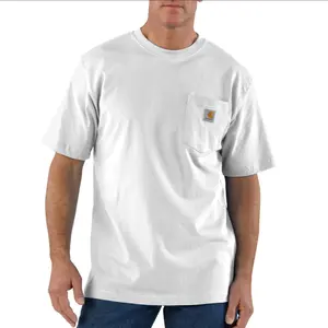 Carhartt Men's Loose Fit Heavyweight Round Neck Shortsleeve Cotton Jersey Knit T-Shirt - Soft, Smooth Casual Pocket Menswear Top, White