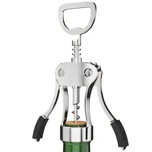 Gorilla Grip Ergonomic Wine Opener, Sharp Zinc Alloy Wing Corkscrew, Smoothly Remove Corks, Multifunctional Bottle Openers, Easy to Use Cork Screw, Dishwasher Safe, Kitchen Tool Bar Essentials