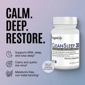 Organixx Clean Sleep 3D | 3-in-1 Melatonin-Free Sleep Complex to Support All Sleep Stages Without Next-Day Grogginess
