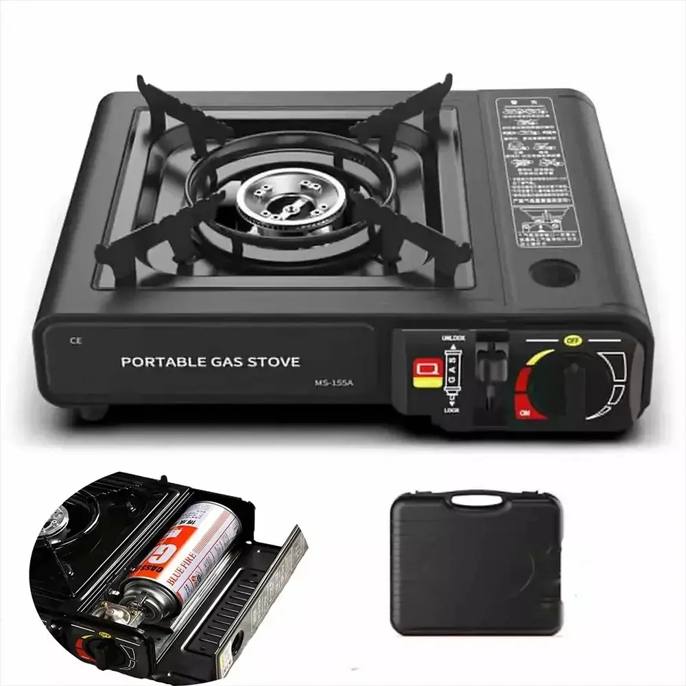 Portable Stove Camping Barbecue Korean Kitchen Camping Butane Burner Stove with Safety Lock And Piezoelectric Ignition, Energy Efficient Outdoor Camping Stove with Overvoltage Protection, Ideal for Hiking