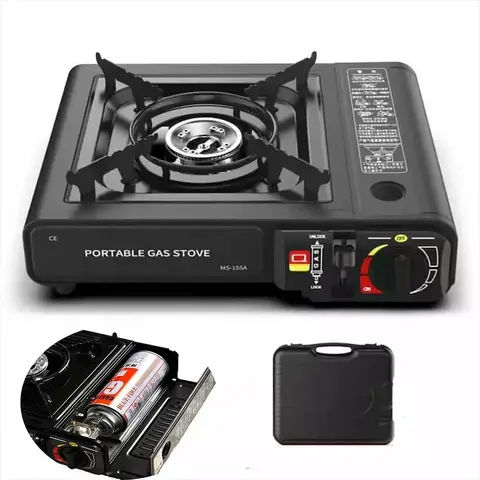 Portable Butane Fuel Stove - Lock-Safe Ignition Portable Kitchen Camping Equipment, Korean Kitchen Use, Energy-Efficient, Overvoltage Protection, Lightweight Easy to Carry for Camping Hiking