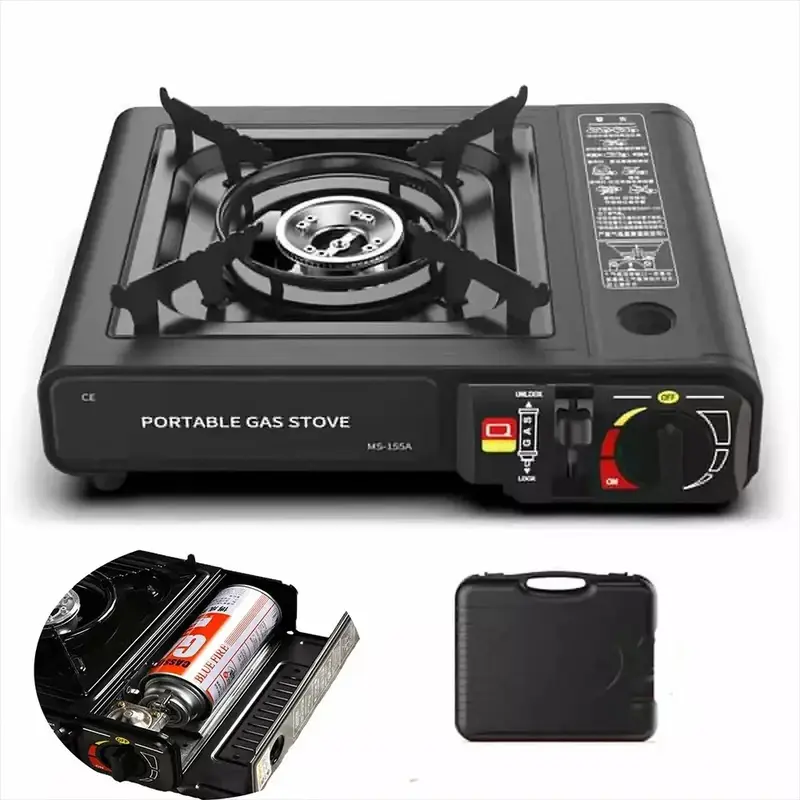 Portable Butane Fuel Stove - Lock-Safe Ignition Portable Kitchen Camping Equipment, Korean Kitchen Use, Energy-Efficient, Overvoltage Protection, Lightweight Easy to Carry for Camping Hiking