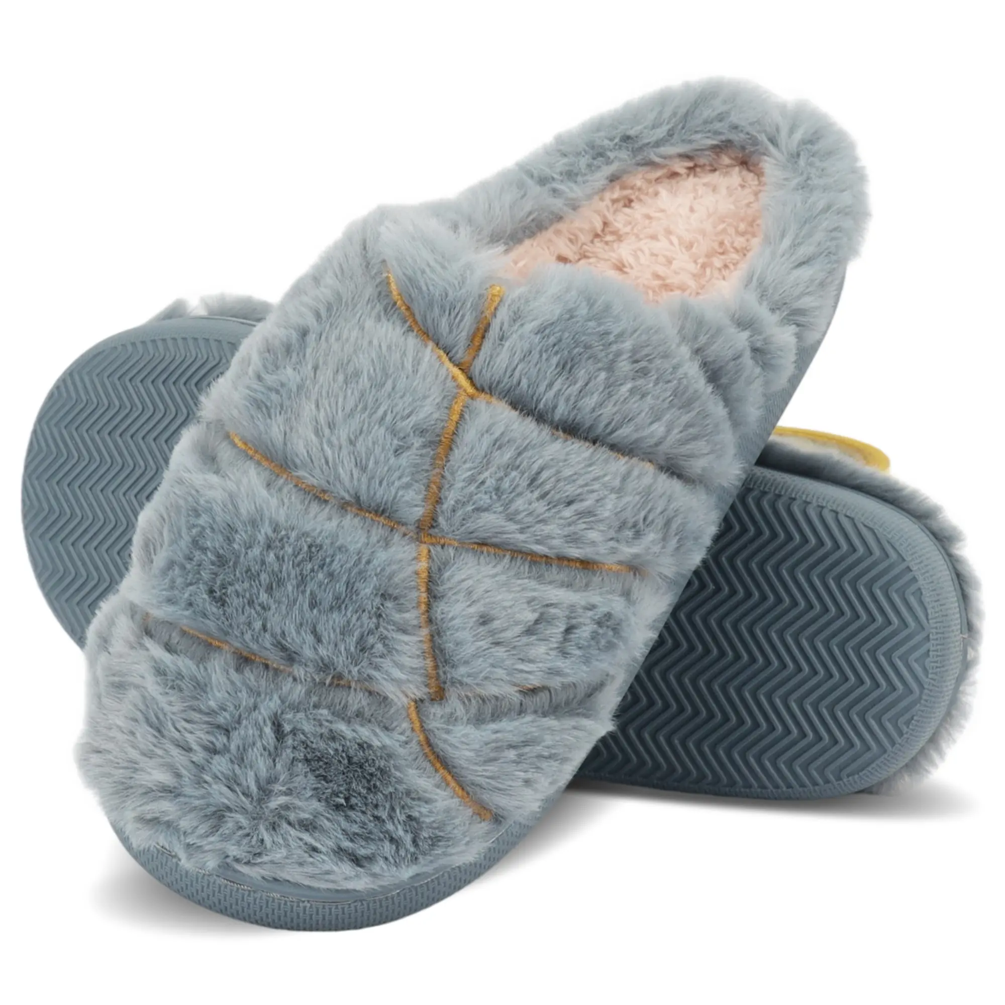 Women's Concha-Shaped Stylish Round Toe Plush Slide Slippers, Casual Soft Warmth Footwear for Fall & Winter Indoor-Outdoor Use