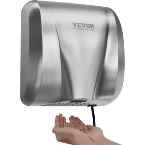 VEVOR Heavy Duty Commercial Hand Dryer, 1300W Automatic High Speed Stainless Steel Warm Wind Hand Blower, 120V Plug in/Hardwired Two Power Options, Compliant for Industry Business Restrooms