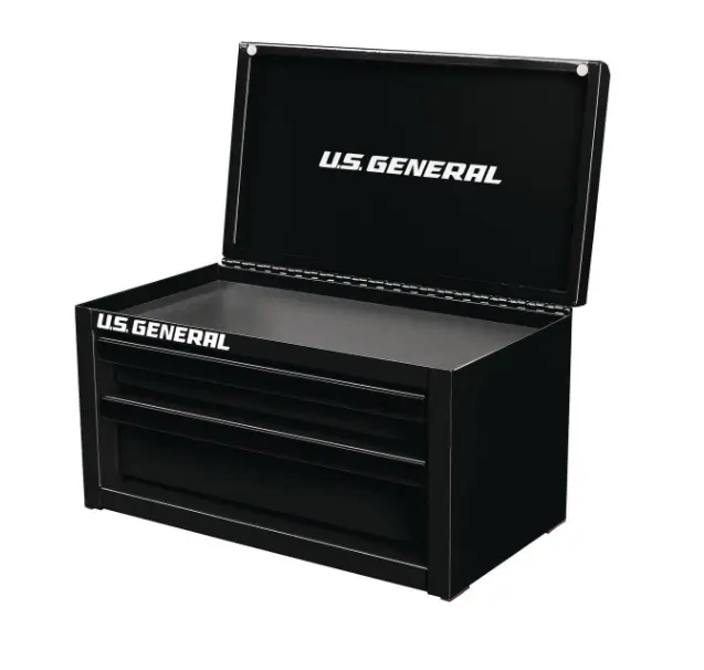 U.S. GENERAL Mini Steel Toolbox, Black, 10 lb. Total Capacity, Durable Ball Bearing Drawer Slides, Magnetic Drawer Locking, 6 in. x 6 in. x 11 in.