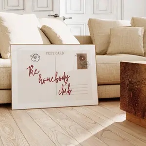 The Homebody Club, Vintage Postcard Poster, Trendy Wall Art, Horizontal Print, Retro Apartment Aesthetic