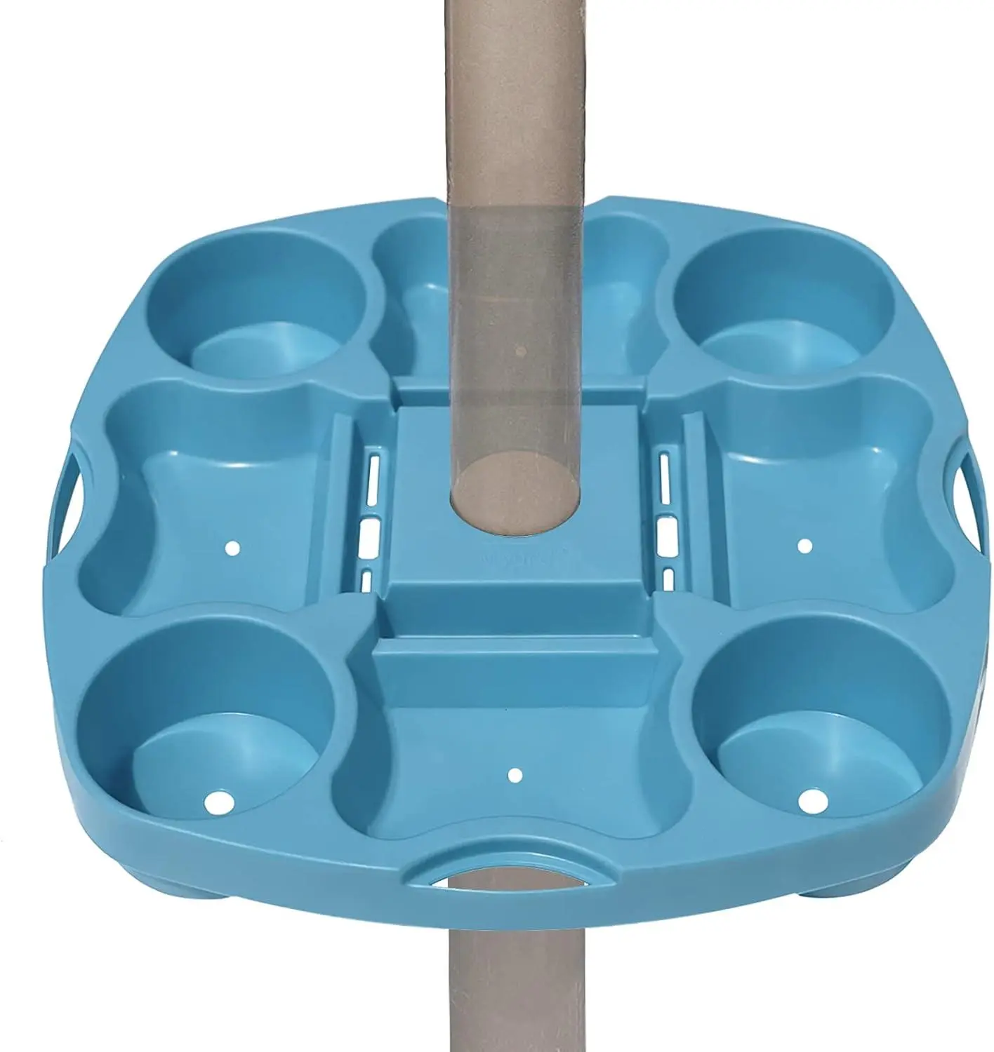 Myard Payandpack Umbrella Table Tray 15 Inches for Beach, Patio, Garden, Swimming Pool with 4 Drink Holder, 4 Snack Compartments, 4 Sunglasses Holes, 4 Phone Slots (Blue)
