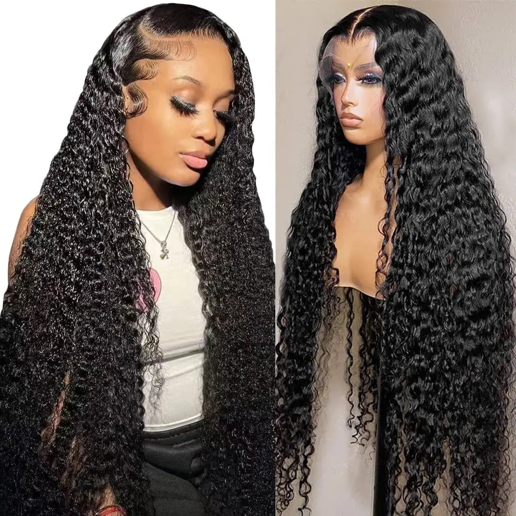 Bling Hair Deep Wave HD Transparent Lace Front Human Hair Wig for Women Water Wave Pre Plucked 13x4 13x6 Lace Frontal Wigs 30 Inches 4x4 Lace Closure Brazilian Remy Hair Wig 180% TikTokShopHolidayHaul