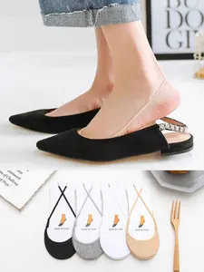 4 Pairs of Women's Summer High Heel Half-Palm Socks Set – Invisible low-cut design, non-slip and non-rubbing for long walks, the perfect match for pumps and high heels, comfortable and seamless, Fit, Plain Invisible Socks