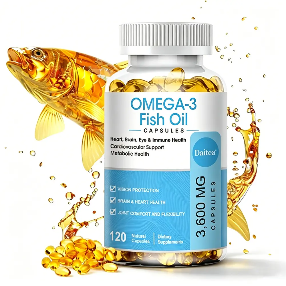 Daitea Triple Strength Omega 3 Fish Oil 3600mg - High EPA 1300mg & DHA 860mg for Heart & Brain Health, 120 Capsules