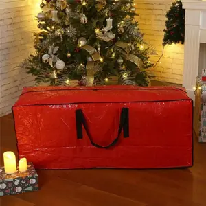 [Chrismtas limited time Deal] Christmas Tree Storage Bag - Fits Up to 7.5 ft Holiday Xmas Disassembled Trees with Durable Reinforced Handles & Dual Zipper - Waterproof Material Protects from Dust,Moisture(Red)