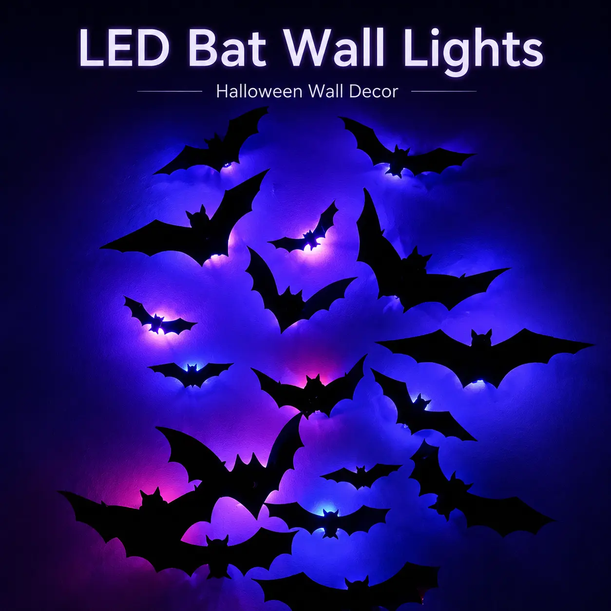 Battery-Operated LED Halloween Bat Decorations