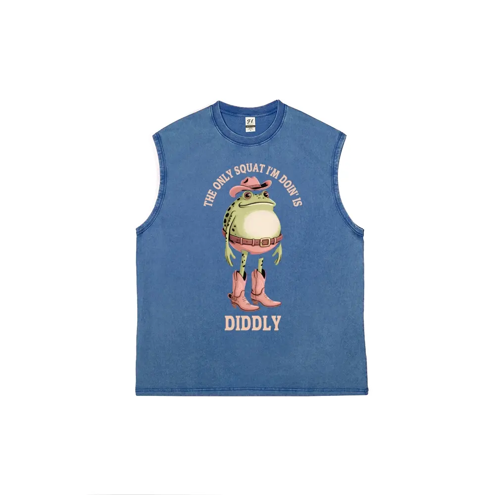 Men's Vintage Washed Cotton Cargo Tank Top, Loose-Fit Distressed Streetwear, Soft Breathable Sleeveless Tshirt