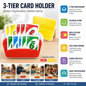 Three-Layer Foldable Poker Card Storage Box, Durable PVC Material, Compact Design, Ideal for Various Card Games, Easy to Use