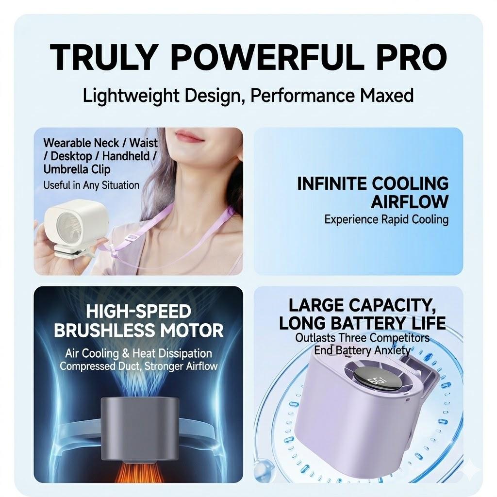 2026 Clip-on Fan (with LED Display) — Versatile for Multiple Scenarios: 360° Rotation, 100 Adjustable Speeds, USB Charging