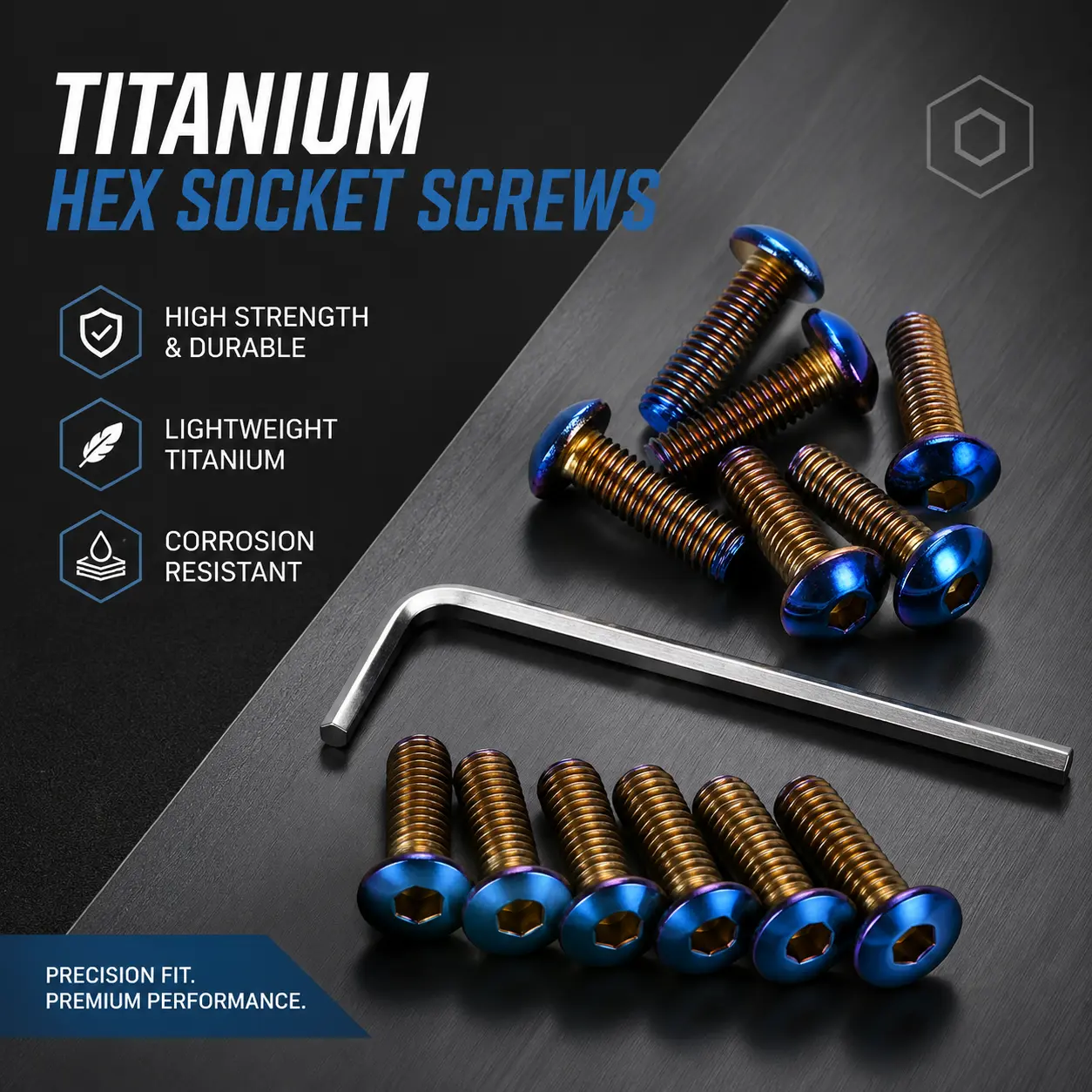 Titanium Bolts 6pcs Steering Wheel Screw Bolts Titanium Steering Wheel Bolt Kits Burnt Blue Titanium Countersunk Screws Titanium Finish Bolt